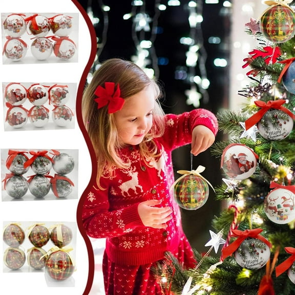 Suncoda Christmas Balls Ornaments, High Definition Color Printed Christmas Balls High End Hand Made Stickers Christmas Balls Crystal Christmas Tree Ornaments