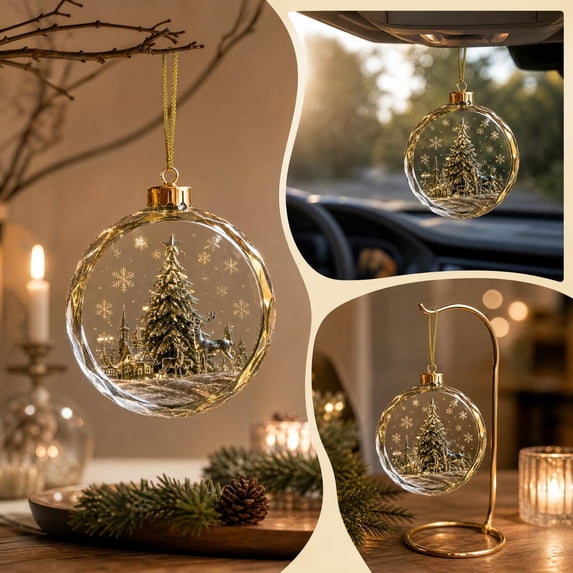 Suncoda Christmas Decorations, Acrylic Assorted Pendants Xmas Ornament, Vintage Christmas Tree Decorations Hanging for Xmas Tree Window Door