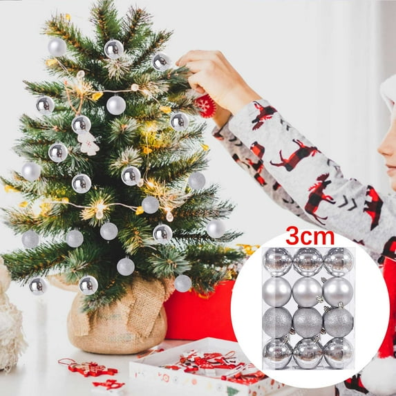 Suncoda Christmas Decorations Christmas Ornaments 24PCS 3cm/1.18in Christmas Tree Ornaments Xmas Tree Hanging Ball Decorations Christmas Party Favors