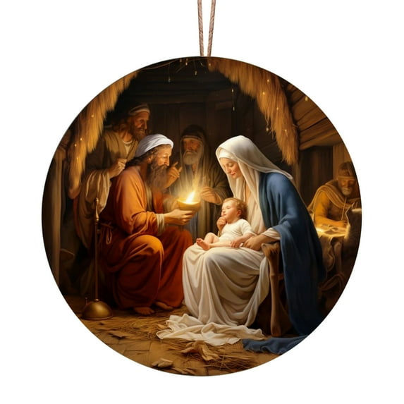 Suncoda Christmas Decorations, Xmas Nativity Scene Ornaments 2024 New Christmas Tree Ornaments, Christmas 3D Hanging Ornament for Holiday Party Home, Christmas Gifts