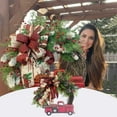 thumbnail image 1 of Suncoda Christmas Door Wreath Christmas Garland Christmas Wreath For Front Door Red Truck Christmas Wreath Garland Wreath Vintage Wreath For Indoor Outdoor Home Door Garden Patio Decorations, 1 of 6