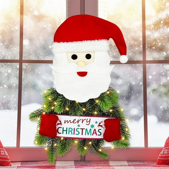 Suncoda Christmas Door Wreath Christmas Garland Outdoor,Christmas Wreath,Prelit Christmas Wreath With Lights,Small Artificial Xmas Wreath ,Winter Snowflake Christmas Wreath For Door Hanging