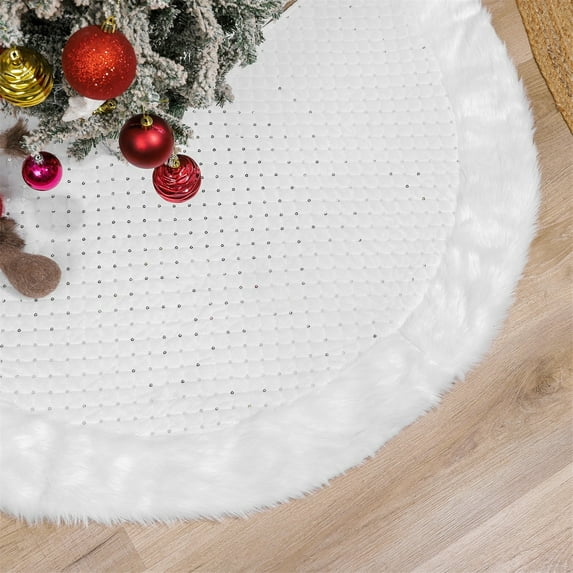 Suncoda Christmas Tree Skirt, Christmas Tree Skirt Mat Home Floor Decor Ornament Party