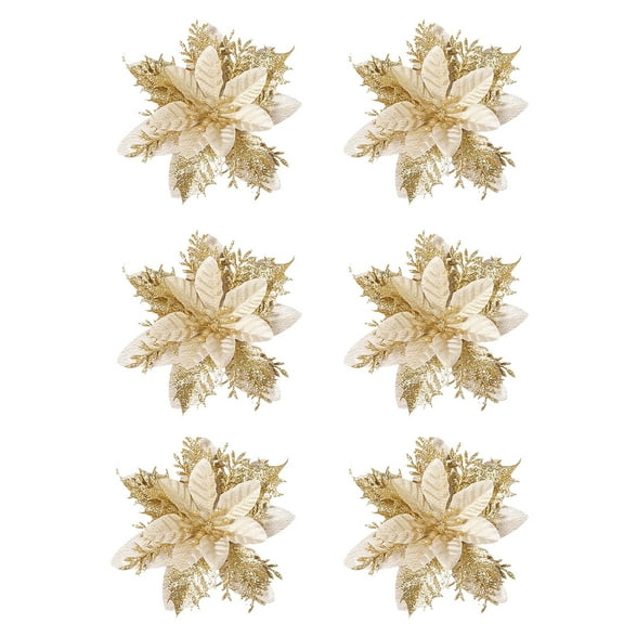 Suncoda Christmas Wreath, 14cm Christmas Ornament Glitter Hollow Leaf Wreath Decoration 6Pcs, Christmas Ornament