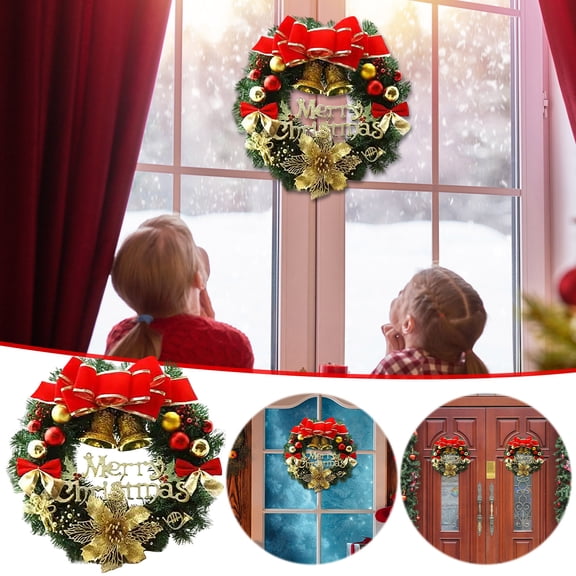 Suncoda Christmas Wreath, 30 cm Christmas Garland Simulation Garland Door Hanging Window Props Background Christmas Tree Accessories, Christmas Ornament