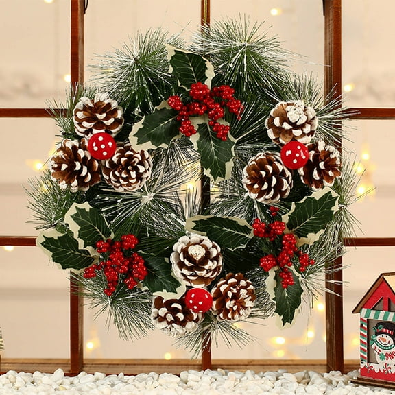 Suncoda Christmas Wreath, Christmas Decorative Ball Hanging Upside Down Display Window Scene Decoration Bowknot Rattan Door Hanging Tree Pendant, Christmas Ornament