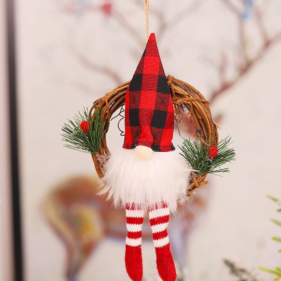 Suncoda Christmas Wreath, Christmas Rattan Pendant Rattan Pendant Home Christmas Window Decoration, Christmas Ornament