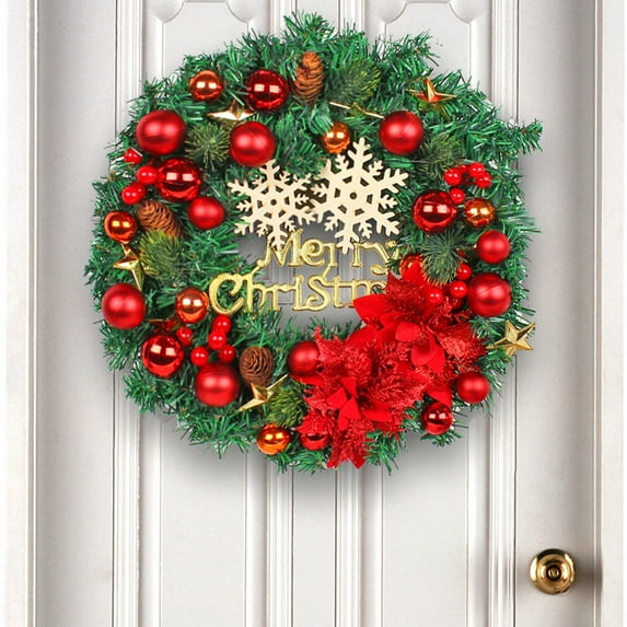 Suncoda Christmas Wreath, Crown Snowflake Christmas Door Hanger Christmas Ball Crown Rattan Decoration Holiday Christmas Office Wall Crown Wedding Or Decoration, Christmas Ornament