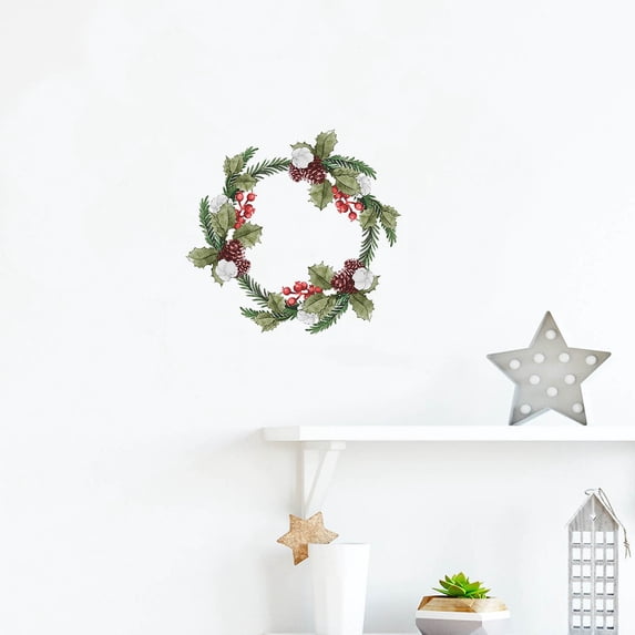 Suncoda Christmas Wreath, New Christmas Wreath Stickers Santa Claus Glass Window Wall Decoration Wall Stickers, Christmas Ornament