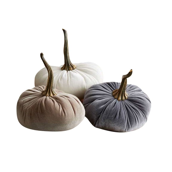 Suncoda Halloween Decorations, 3PCS Velvet Pumpkins Decorative - Super Soft Stuffed Pumpkin Decor for Thanksgiving Halloween Party Holiday, Halloween Gifts(Free Plush Spider)