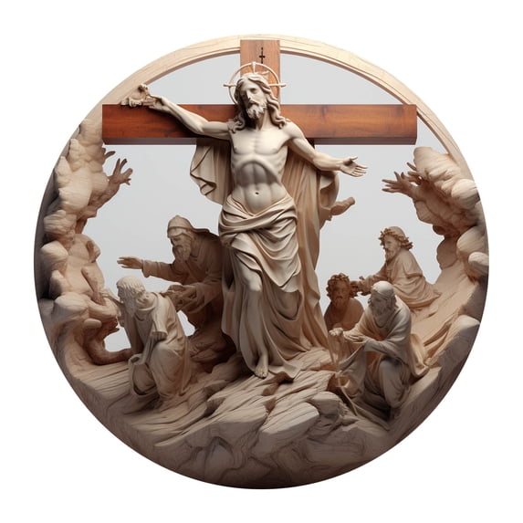 Suncoda Jesus Crucifix Christmas Ornament - Christmas Tree Decorations, Xmas Jesus Cross Scene Hanging Ornament for Xmas Tree, Holiday Party, Home