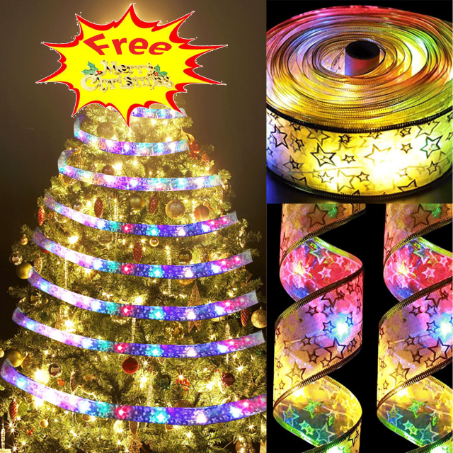 Suncoda Led Christmas Lights, Christmas Tree Decorations - 10 FT 30 Pcs LED Ribbon String Lights, Colorful LED Lights Ornaments for Xmas Holiday Wedding Party, Christmas Decorations (Free Pendant)