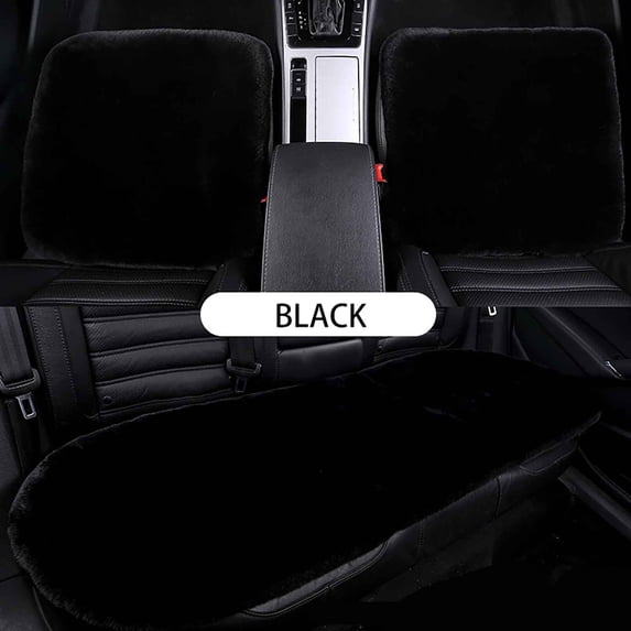 Suncoda Seat cushion, Imitation Rabbit Plush Seat Cover Car Seat Cushion Interior Plus Velvet Thick Warm Three-piece Set