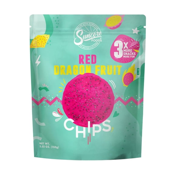Suncore Foods Gluten-Free Red Dragon Fruit Chips, 5.32oz, Snack