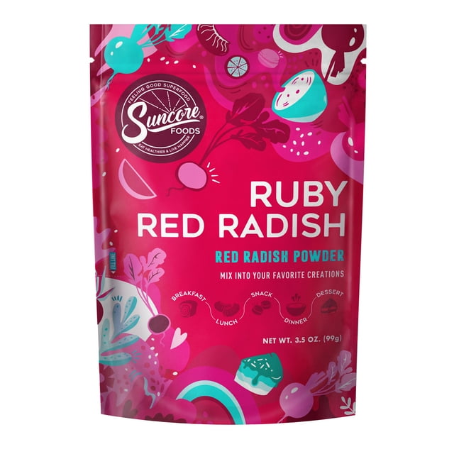 Suncore Foods Gluten-Free Ruby Red Radish Powder, 3.5oz, Red Food Coloring Powder