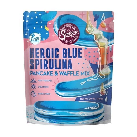 Suncore Foods Heroic Blue Spirulina Pancake & Waffle Powder Mix, 20oz, Baking Mix