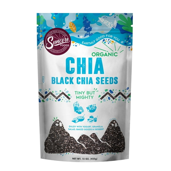 Suncore Foods Organic Gluten-Free Black Chia Seeds, 15oz