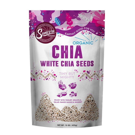 Suncore Foods Organic Gluten-Free White Chia Seeds, 15oz