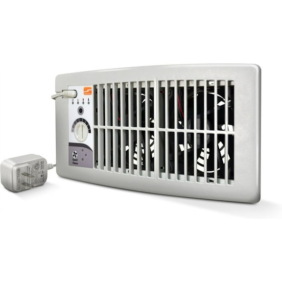 Suncourt Flush Fit Floor/Wall Register Booster Fan — Ultra-Quiet, 5-Speed Vent Fan with Smart Technology and 6-Foot Power Cord, HC500-W (White)