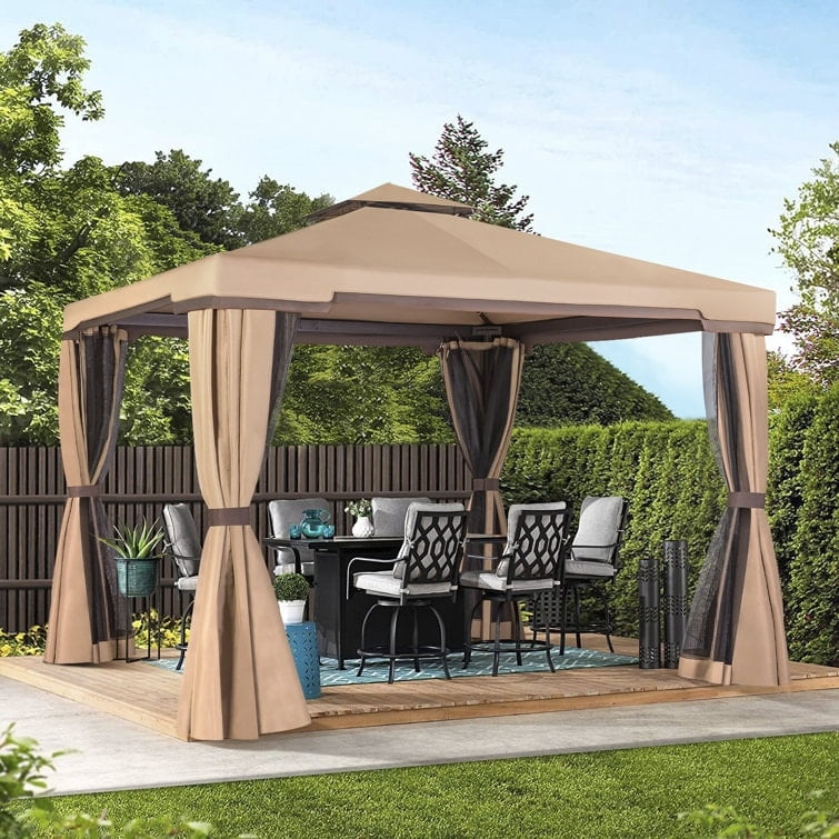 brunt GOOD AND SIN コヨーテ　タン Outsunny 10 ft. x 13 ft. 2-Tier Steel Outdoor Garden Gazebo