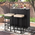 thumbnail image 1 of Suncrown 3 Pcs Wicker Bar Set with Cushioned Stool and Patio Bar, Brown, 1 of 6