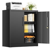Suncrown Multifunctional 36" Metal 2-Shelf Wall Mount Garage Cabinet with Locking Doors, Black