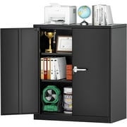 Suncrown Multifunctional 36" Metal 2-Shelf Wall Mount Garage Cabinet with Locking Doors, Black