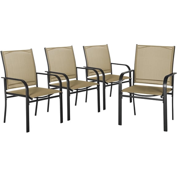 Suncrown Outdoor Dining Chair Fabric -Set of 4, Brown