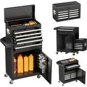 Suncrown Tool Chest 5 Drawer Rolling Tool Storage Cabinet with Universal Lockable Wheels, Metal Tool Cart for Garage, Workshop, Metal Black