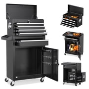 Suncrown Tool Chest 5 Drawer Rolling Tool Storage Cabinet with Universal Lockable Wheels, Metal Tool Cart for Garage, Workshop, Metal Black