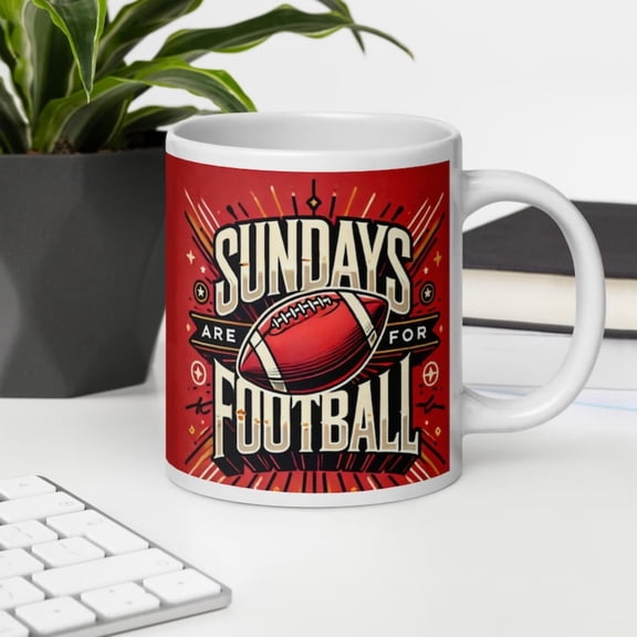 Sunda Are Football Ceramic Mug - Sizes Available - Perfect Gift Football Fans, Red Spor Mug, Game Day Coffee Cup.