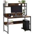 thumbnail image 1 of Sundale Computer Desk, Large Space Writing Table, Simple Style Storage for Home Office Desk, Retro Brown, 1 of 7