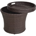 thumbnail image 1 of Sundale Outdoor Wicker Side Table All-Weather Patio Storage Box Rattan Bistro Table Brown, 1 of 7