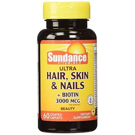 Sundance Hair Skin Nails Plus Biotin Caplets, 60 Count, 2 Pack