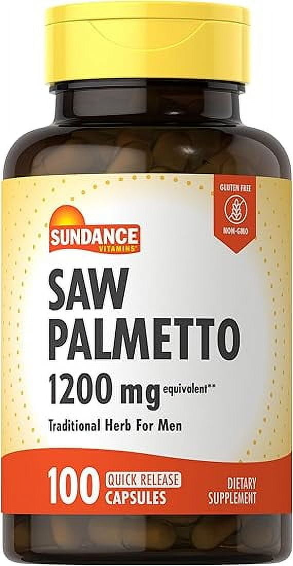 Sundance Saw Palmetto Men's Prostate Health Gluten-Free 1200mg 100ct,2-Pack