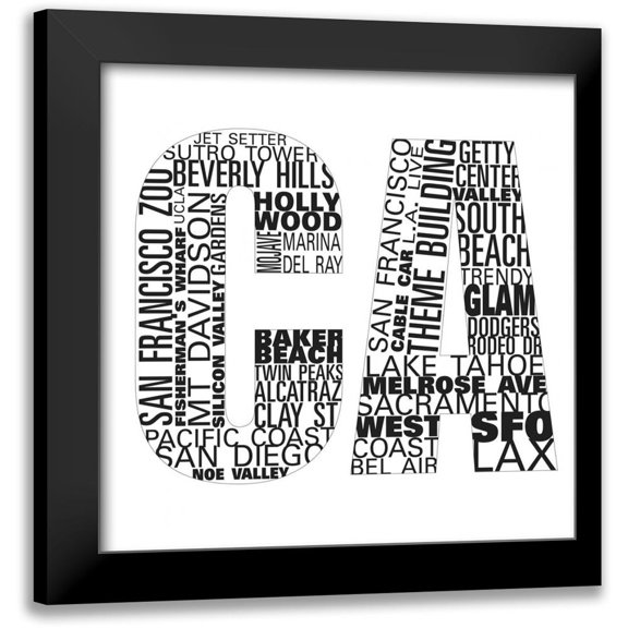 Sundance Studio 12x12 Black Modern Framed Museum Art Print Titled - CA Type Border I