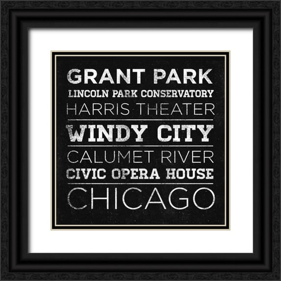 Sundance Studio 15x15 Black Ornate Wood Framed with Double Matting Museum Art Print Titled - CHI Type Border II