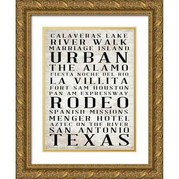 Sundance Studio 19x24 Gold Ornate Wood Framed with Double Matting Museum Art Print Titled - Southwest Text Border I