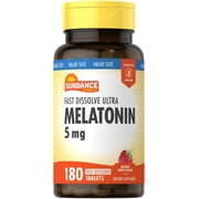 Melatonin 5mg Fast Dissolve | 180 Tablets | Berry Flavor | Non-GMO and Gluten Free | by Sundance