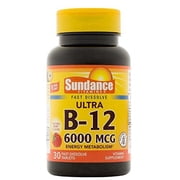 Sundance Vitamin B12 6000 mcg Tablets, 30 Count, 2 Pack