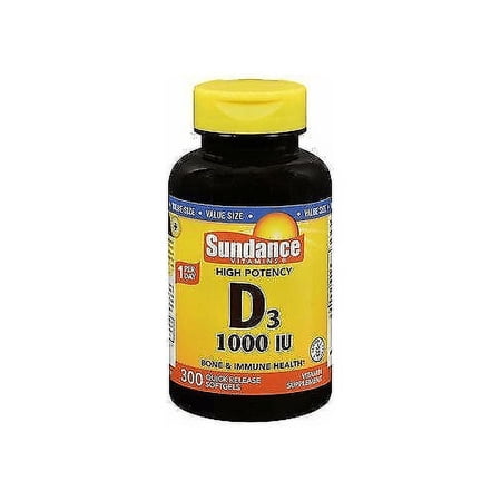 Sundance Vitamin D3 1000 IU High Potency Support Neuromuscular 300ct,4-Pack