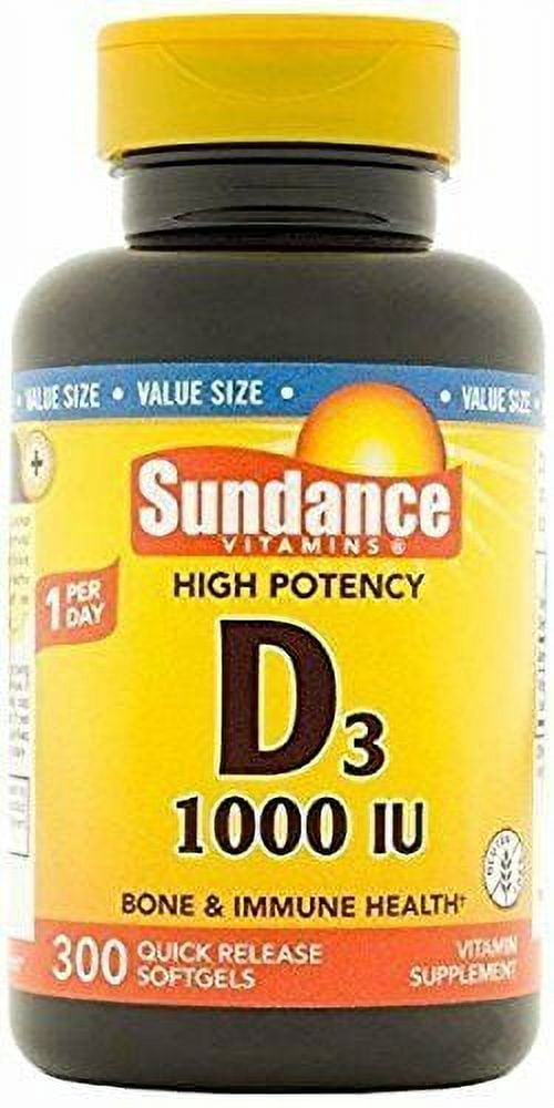 Sundance Vitamin D3 1000IU High Potency Support Bone Health, 300ct, 3-Pack