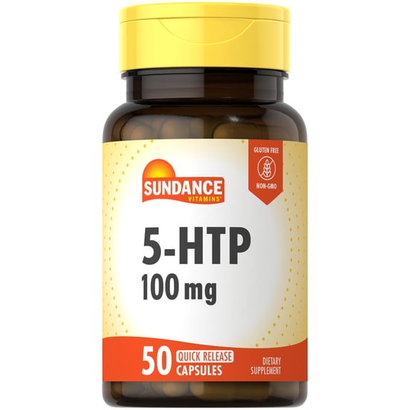 5-HTP 100mg | 50 Capsules | Non-GMO and Gluten Free Supplement | By Sundance