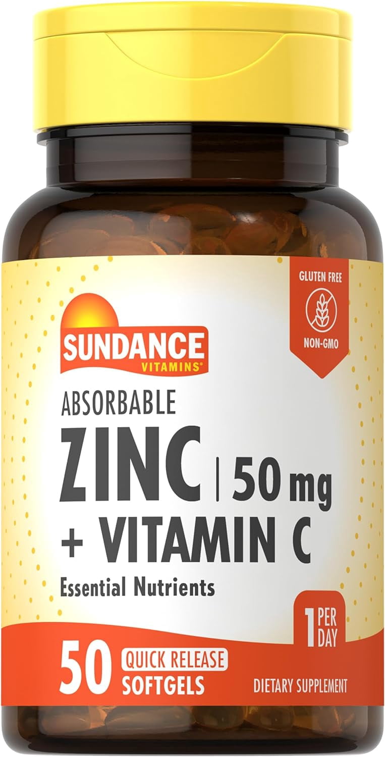 Absorbable Zinc With Vitamin C | 50mg | 50 Softgels | Essential Nutrients | For Men and Women | by Sundance