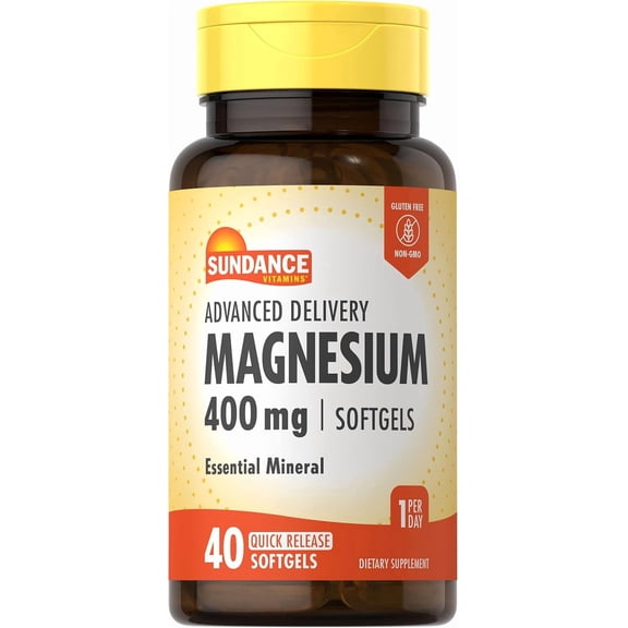 Magnesium 400mg | 40 Advanced Delivery Softgels | For Men and Women | by Sundance