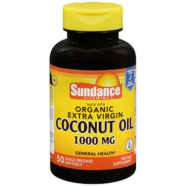 Sundance Vitamins Organic Coconut Oil Softgels, 1000 mg, 50 Count