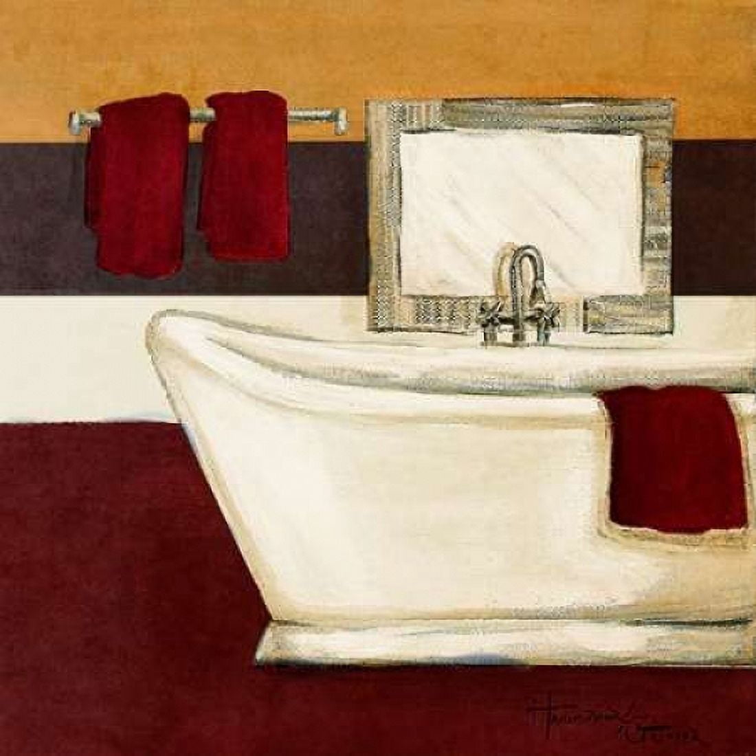 Sunday Bath in Red I Canvas Art - Hakimipour-Ritter (24 x 24)