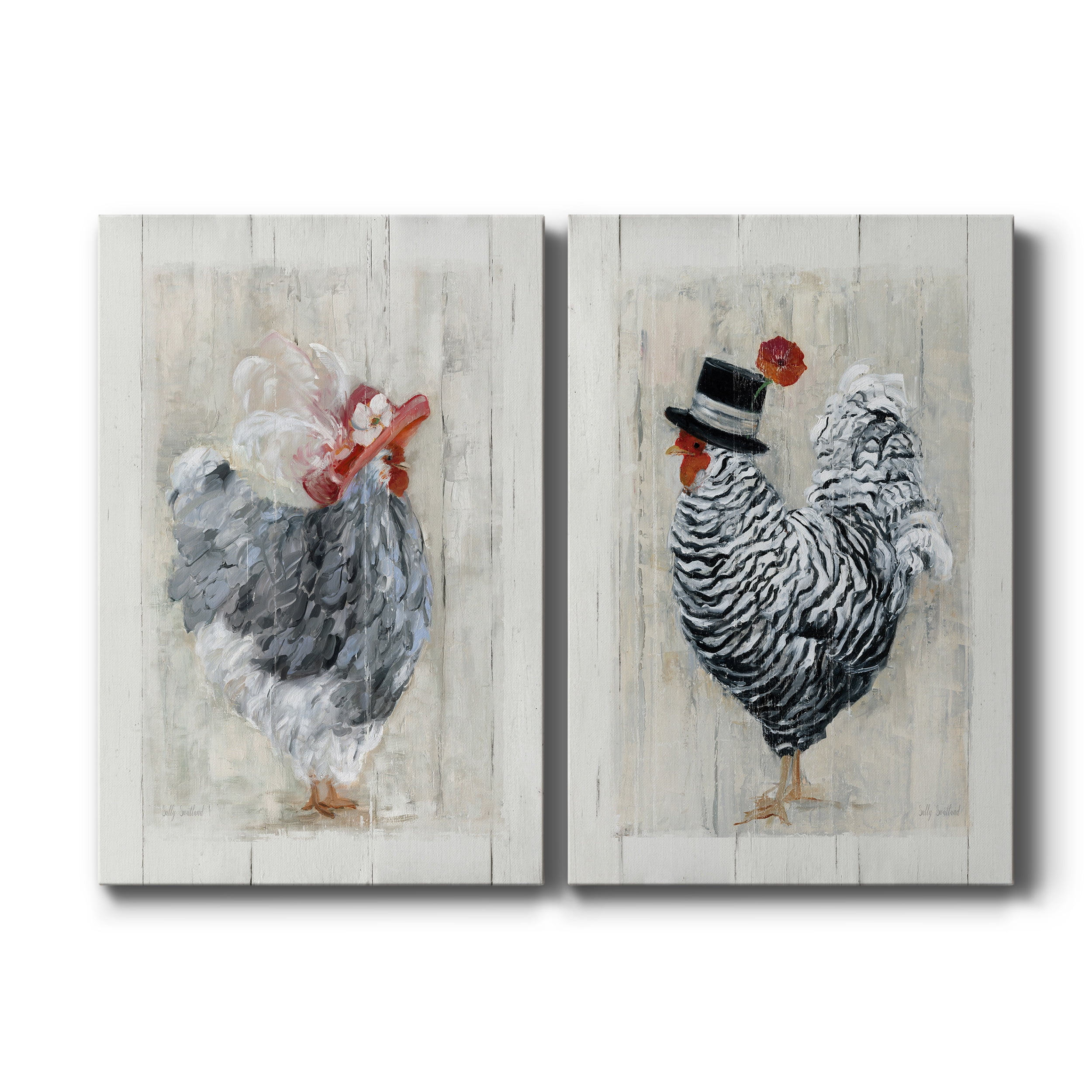 Sunday Best Hen Premium Gallery Wrapped Canvas - Ready to Hang - Set of 2 - 18 x 27 Each