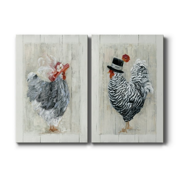 Sunday Best Hen Premium Gallery Wrapped Canvas - Ready to Hang - Set of 2 - 32 x 48 Each