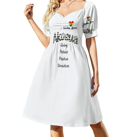 Sunday Born Ghanaian Female Name 'Akosua' in black and white Sleeveless Dress Dance dresses